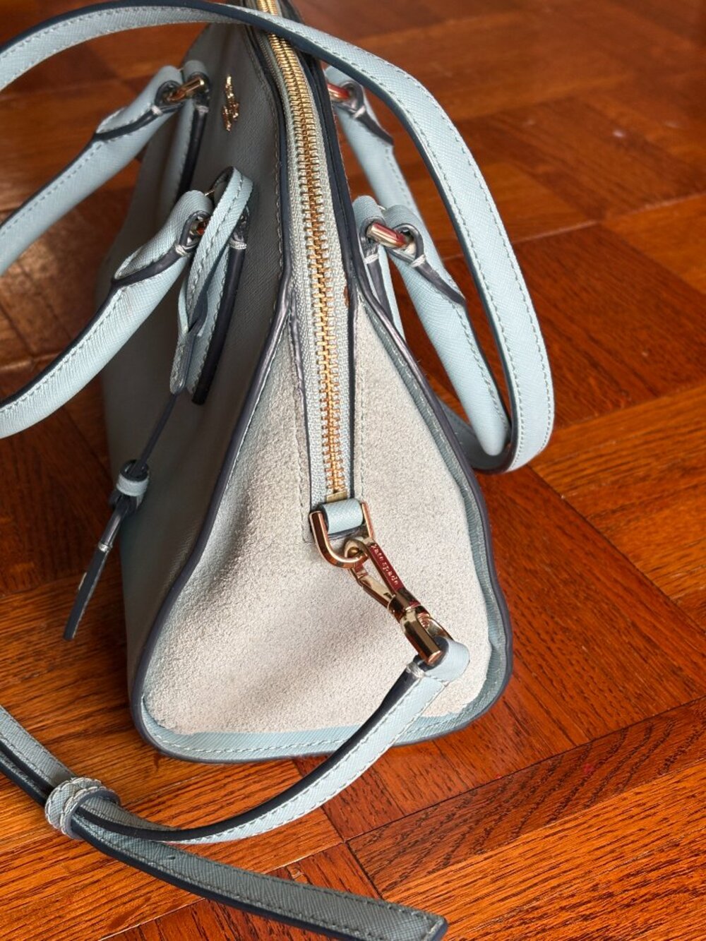 Kate Spade New York Saffiano Leather Top Handle Bag Blue - Picture 3 of 4